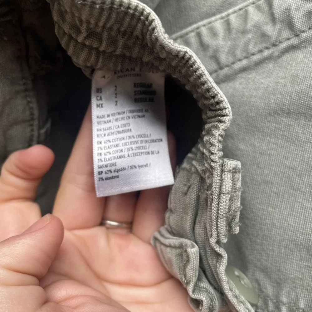 American Eagle‎ Cargo Pants Womens Size 2 Green Stretch Straight Leg Gorpcore